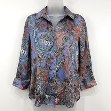 Lagence Dani 100% Silk Blouse Women XS Periwinkle Multi French Paisley Old Money picture
