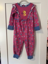 Vintage Sesame Street Big Bird Pink Heart Long Sleeve Snap Romper Bodysuit 24M picture