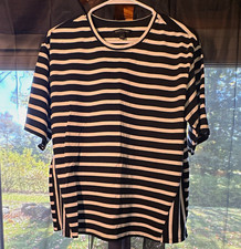Banana Republic Women's Black White Striped Knit Crew Neck T-Shirt L picture