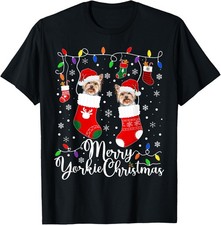 Merry Yorkie Christmas Yorkshire Terrier Xmas Party T-Shirt picture