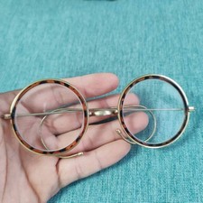 Vintage Copper Hook Crystal Old Shanghai Style Eyeglasses Clear Lens Eyewear picture