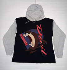 Vintage Jostens Sportswear Large 1993 Tasmanian Devil Long Sleeve Hooded T Shirt picture