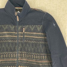 Smartwool Mens Hudson Trail Fleece Full Zip Jacket Navy Fair Isle M Gorpcore picture