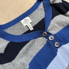 **St. John’s Bay Blue, Gray & Black Striped Sweater – Size Medium 💙🩶🖤✨** picture