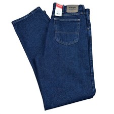 Wrangler Authentics Mens Straight Leg Jeans Dark Wash Indigo Denim 36x36 NWT New picture