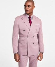 Tayion Collection Classic Fit Double-Breasted Suit Jacket Men's 46R Purple Solid picture
