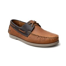 Bogota Leather Suba Men's Honey Brown Leather Moc Toe Boat Shoes picture