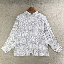 Cambridge Spirit Blouse Womens 12 Long Sleeve Back Button Pointed Collared Blue picture