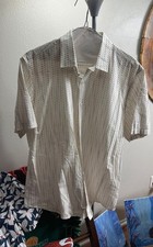 ALFANI Men's L 100% Cotton Short Sleeve Patterned Shirt picture