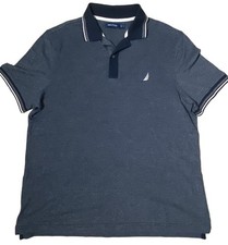 Nautica Blue Heather Polo Shirt Size L picture