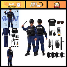 17 Pcs Kids SWAT Police Costume Set - Boys Halloween Dress Up & Cosplay Outfit picture