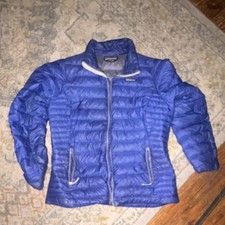 Patagonia Down Sweater Women's Blue Down Puffer Jacket Full Zip Quilted Sz S picture