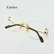 READ DESC Vintage 90s Cartier Paris eyeglasses frames gold filled rimless 135 picture