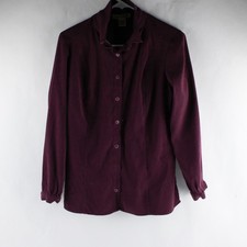 Notations Womens S Burgundy Plum Long Sleeve Button Up Blouse Top picture