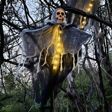 1pcs Halloween Glowing Skull Skeleton Gauze Hanging Ghost Home Outdoor Garden picture