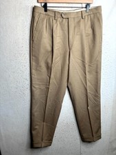 Gieves & Hawkes Dress Pants Mens 36 Brown Formal Office Cuffed Pleated Italy picture