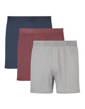 Hanes Originals Ultimate Men's SuperSoft Knit Boxer Underwear, Blue/Grey/Red, picture
