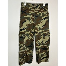 Hot Kiss Camo Cargo Pants Mid Rise Straight Leg Woodland Camouflage Size 5 picture