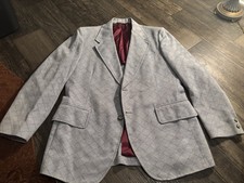 50s/60s MCGREGOR Sportswear Blue White Geometric Weave Blazer Sport Coat 42R picture