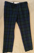 J. Crew Harris Tweed Mens Black Watch Plaid Pants - size 34x30 picture