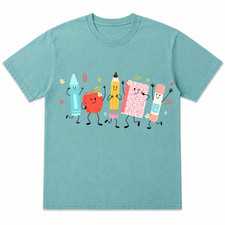 Cute School Supplies Shirt Back to School Kindergarten Teacher Gift picture