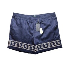Psycho Bunny Luke Shorts Mens XXL Navy Blue Paisley Border Print Elastic Waist picture