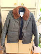 A Kind of Guise Men's Green Puffer Jacket, Removable Faux Fur Collar, M picture