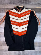 VTG 60s Ostwald Wool Marching Band Jacket Orange White Mens S Richland Center picture