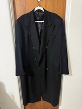 Vintage Nordstrom Jacob Siegel Mens Black 100% Cashmere Overcoat DB Long 44R picture