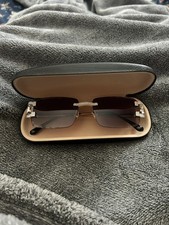 Real 925 Silver Big C VVS MOISSANITE Black Fade Sunglasses - Faceted Lens picture