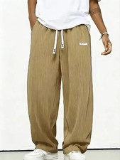 Mens Corduroy Pants Loose Fit Elastic Waist Casual Baggy Trousers Sweatpants picture