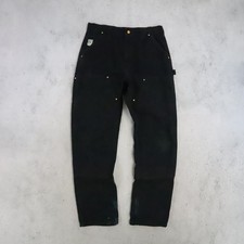 Carhartt Canvas Carpenter Double Knee Work Pants Size 33 X 32 Black picture