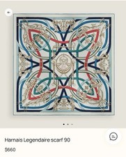 AUTHENTIC  HERMÈS Women’s 100 %Silk Harnais Legendaire scarf 90 picture
