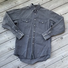 Vintage Wrangler Cowboy Cut Western Shirt L Black USA Heavyweight Workwear  picture