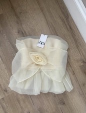 Zara Cream Organza Flower Bandeau Blouse Top Bloggers Fave Size S New With Tags picture