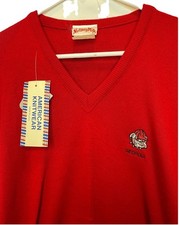VTG 80s Nutmeg Mills Georgia Bulldogs Sweater V-Neck Knit Mens L Made in USA NWT picture