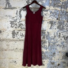 Vintage Rabbit Designs Midi Dress Burgundy Excellent 100% Bemberg Cupro USA picture