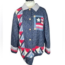 C&F Enterprises vintage reversible American flag quilted jacket women's M picture