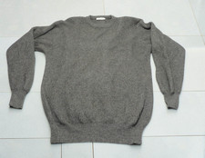 MANRICO Cashmere Mens Size EU 52 US L Ribbed Crewneck Sweater Gray Made In Italy picture