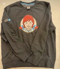 Wendy's Men's M Gray Crewneck Pullover Sweatshirt Long Sleeve Graphic Logo picture