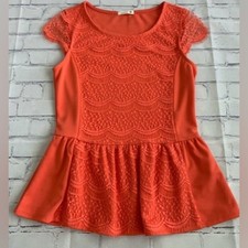 🆕 Bright Orange Lace Fit & Flare Blouse picture