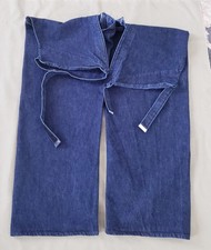 Vintage Zone-Tailed Denim Chaps USA Motorcycle Riding Zip Leg Jeans Unisex XXL picture