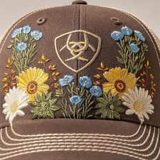 ARIAT Women's Vintage Flowers Embroidered Trucker Cap, Brown picture