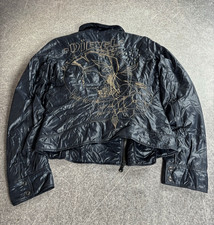 VTG 00s DIESEL AVANT GARDE EMBROIDERED ARCHIVE ASYMMETRICAL BIKER BOMBER JACKET picture