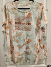 Sonoma Green And Brown Tie Dye Graphic Tee Size 2X Pumpkin Spice picture
