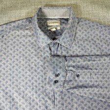 Le Chateau Shirt 16.5 -17 Blue Tailored Fit Paisley Spread Collar Cotton Stylish picture