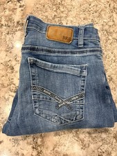 BKE Tyler Jeans Straight Men's 34x34 (Fits 34x32) Blue Denim Distressed Stretch picture