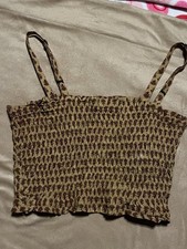 Vintage 90s Y2K MPH Clothing Floral Smocked Crop Top Medium Cotton Cami picture