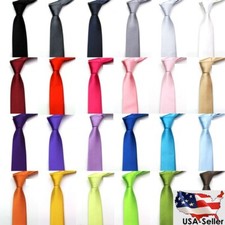 New Men's Dress Tie Solid Color Classic Neck Tie Necktie Wedding Formal USA picture