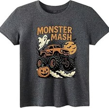 Toddler Kids Halloween Shirts Boys Girls Cool Pumpkin Ghost Bow Monster Truck Sh picture